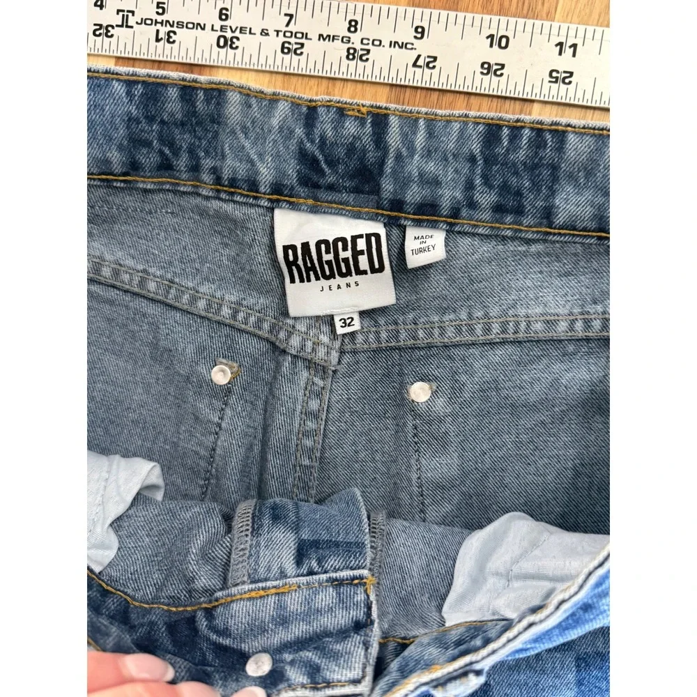 RAGGED PRIEST JEANS Womens 32 Checkerboard print Wide Leg Denim Retro 90s Inspo - Picture 5 of 6